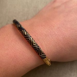 J. Crew zig-zag navy and gold bangle bracelet